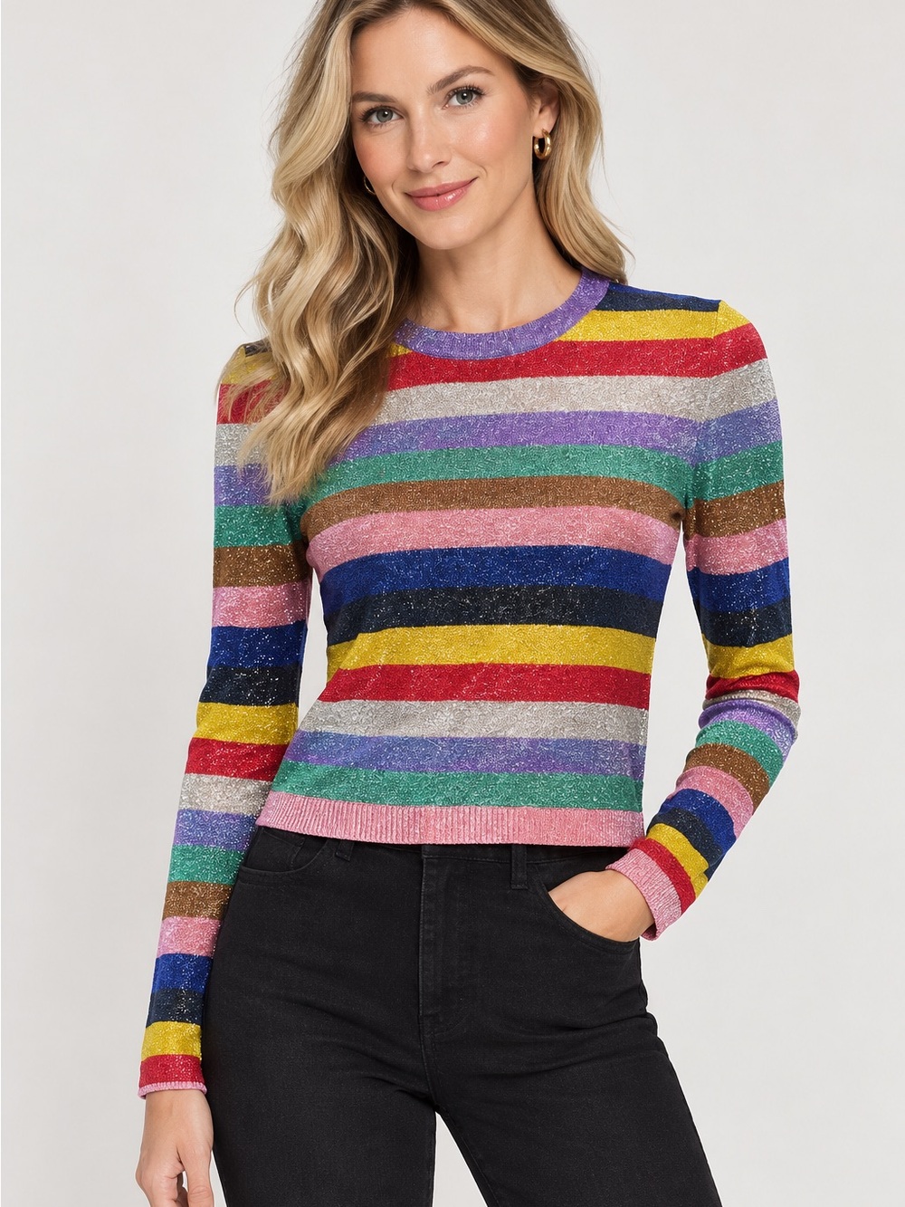 Alice + Olivia Multi-Colored Stripe Sweater